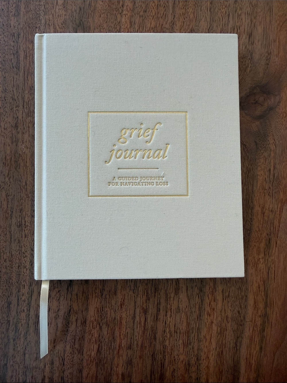 Grief Journal - Cream Hardcover Journal with Gold Foil